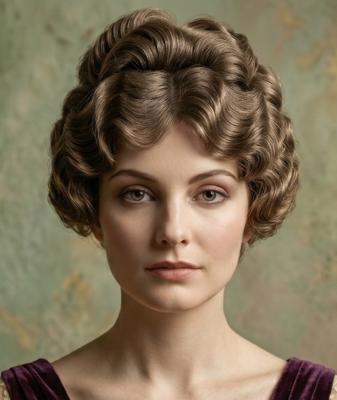 Élégante coiffure vintage ondulée datant de 1914