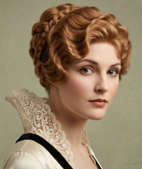 Chignon avec tresse et grandes boucles