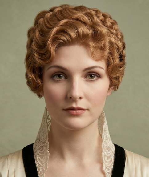 Chignon romantique des années 1910 avec tresse et boucles