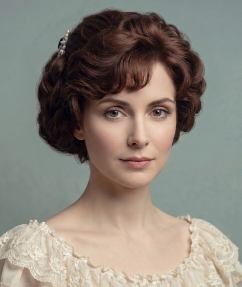 Coiffure romantique ornée d’un peigne à cheveux serti de bijoux