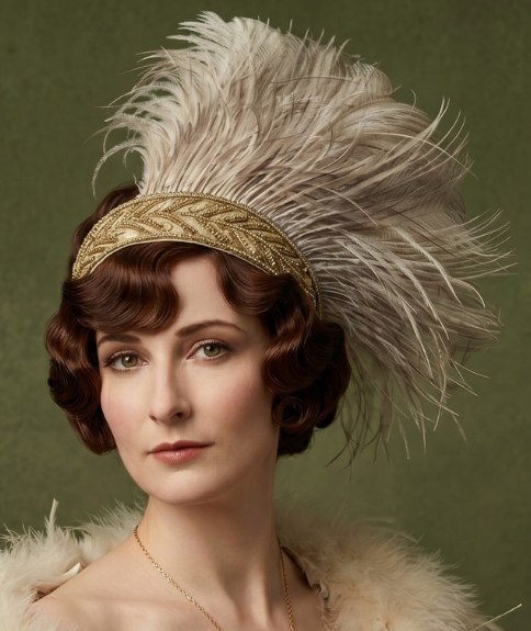 Chignon vintage orn&eacute; de plumes d&rsquo;autruche