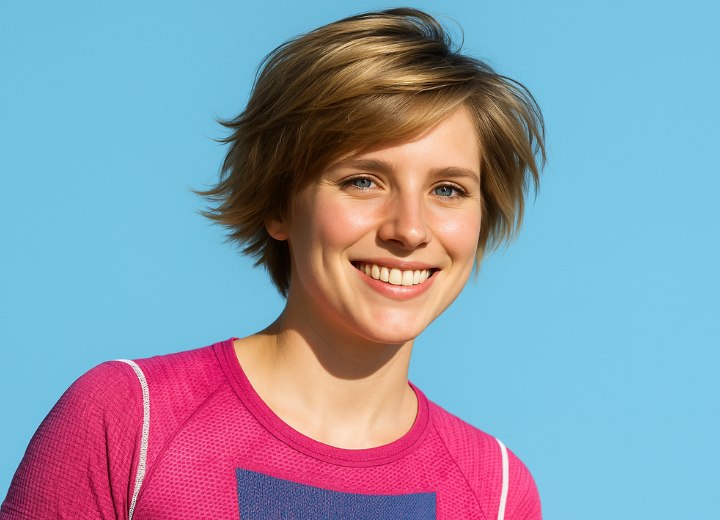 Femme avec une coupe bixie