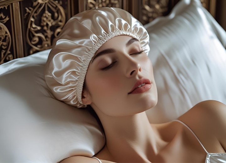Bonnet de nuit en soie ou en satin
