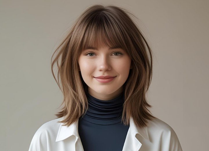 Cheveux mi-longs pour un visage fin