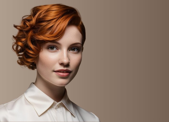 Cheveux coupés asymétriquement avec des boucles
