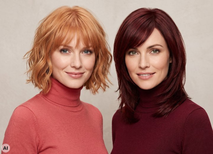 Les cheveux roux clairs et roux foncés