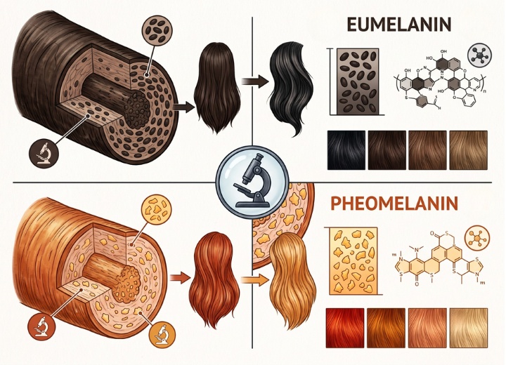 L'eumélanine et la phéomélanine qui déterminent votre couleur de cheveux