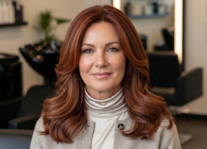 Cheveux sous les &eacute;paules pour femme de plus de 50 ans