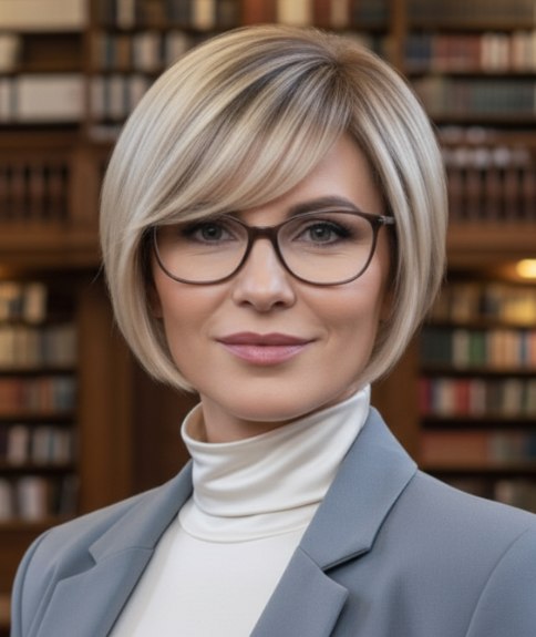 Carré plongeant court pour cheveux blonds