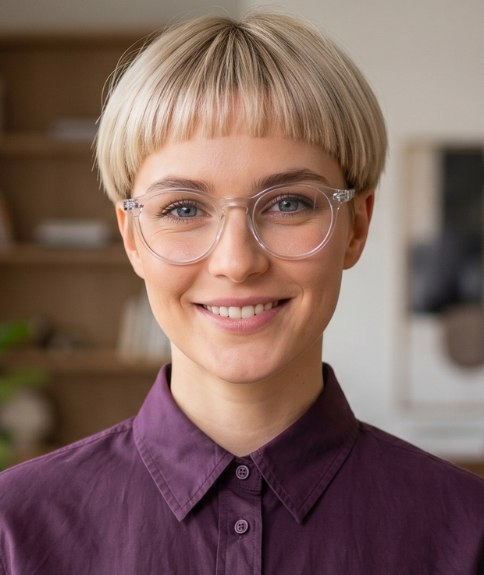 Coiffure courte remarquable avec frange