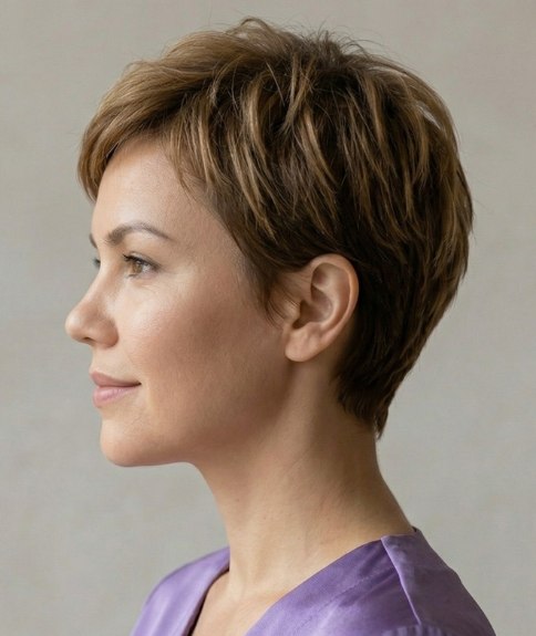 Cheveux courts, féminins et faciles à entretenir