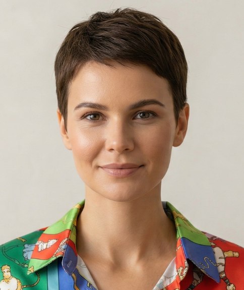 Coupe à la garçonne classique pour cheveux foncés