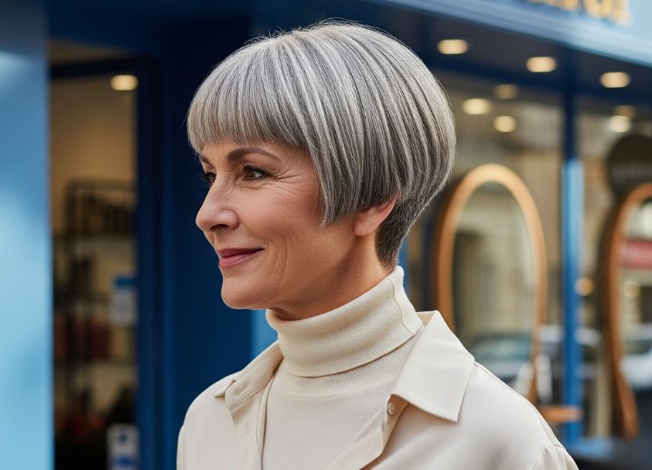 Coupe courte moderne pour cheveux gris