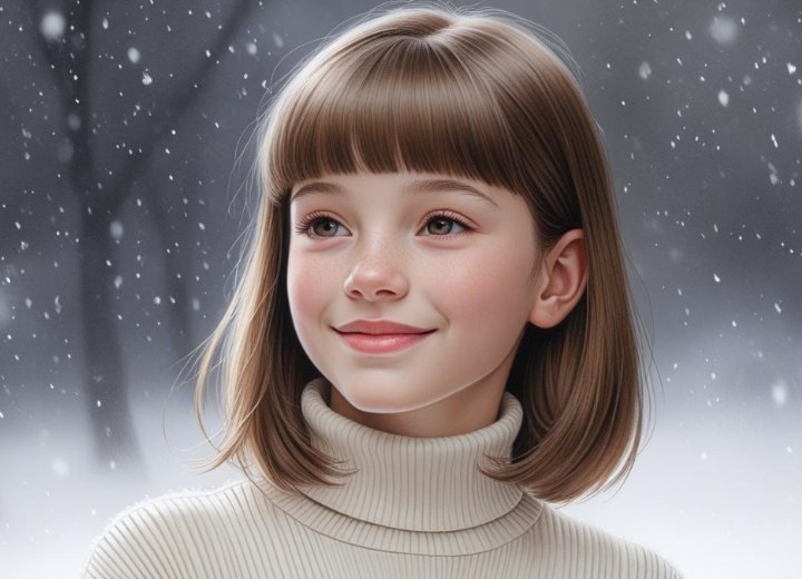 Carré avec frange nette pour petites filles