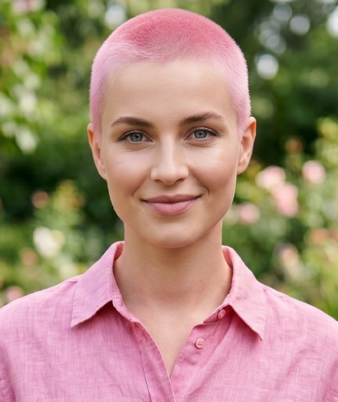 Coupe buzz cut rose
