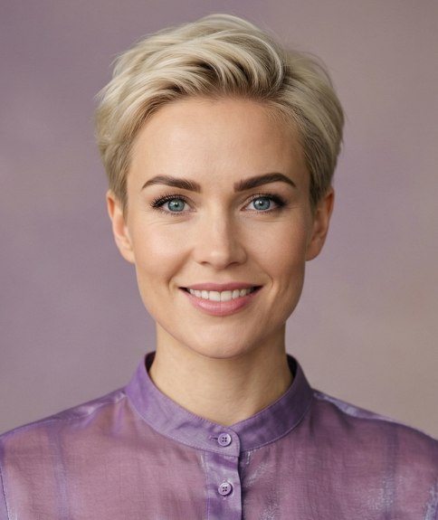 Coiffure blonde avec des côtés et une nuque très courts