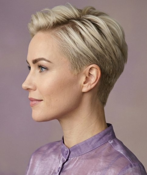 Cheveux blonds courts mais élégants