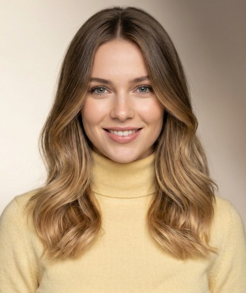 Cheveux longs, d&eacute;passant les &eacute;paules, avec des ondulations souples