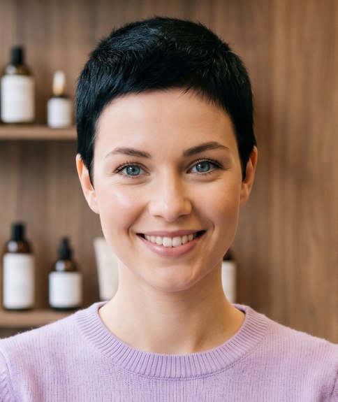 Coupe à la garçonne pour cheveux noirs
