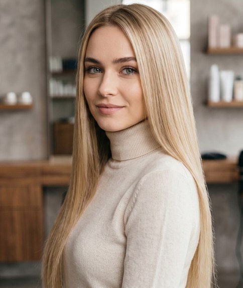 Cheveux dorés tombant au-delà de la taille