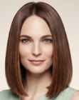 Carr&eacute; long pour cheveux brun chocolat