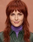 Cheveux longs roux avec des d&eacute;grad&eacute;s