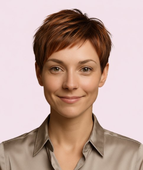 Coupe à la garçonne avec différentes longueurs sur l’ensemble de la chevelure