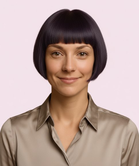 Carré moderne à la mâchoire avec une frange droite