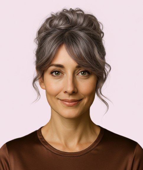 Chignon confortable avec mèches encadrant le visage
