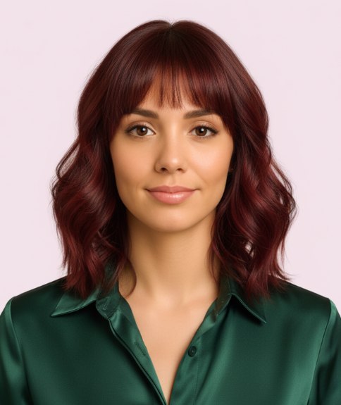 Carré long ondulé tombant aux épaules