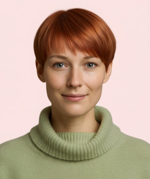 Belle coiffure courte avec dégradé et forme arrondie