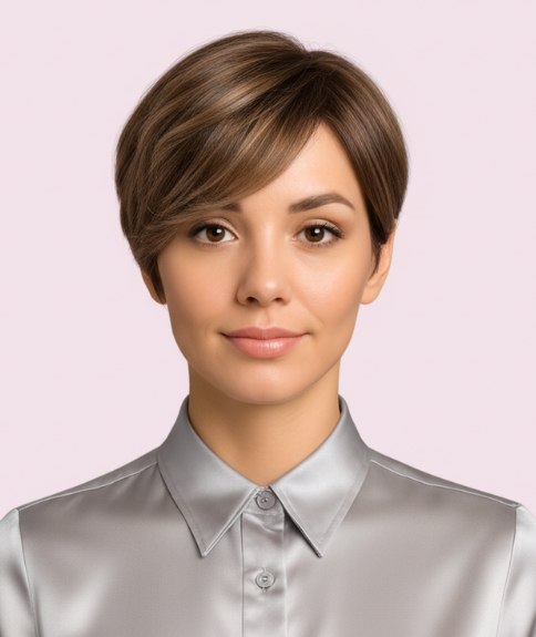 Coupe courte avec raie sur le côté et asymétrie