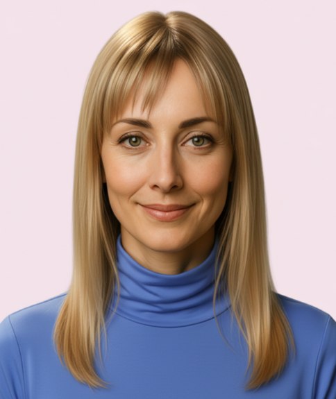 Coiffure longue avec dégradé et frange légère