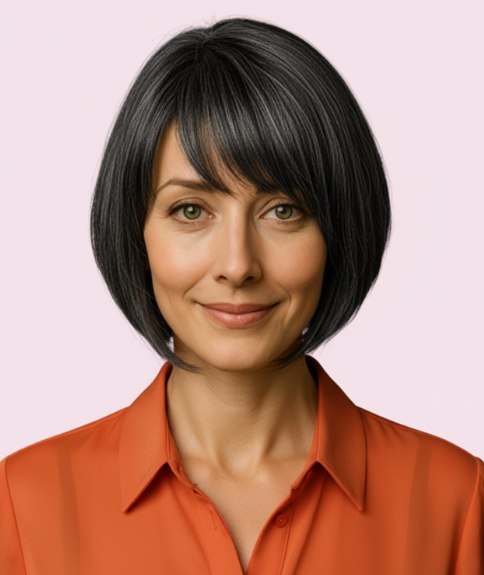 Carré moderne, ni trop court ni trop long, lisse et structuré