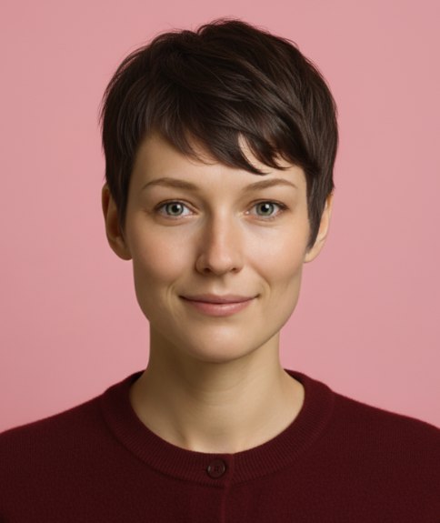 Coupe courte mais pas trop, avec frange