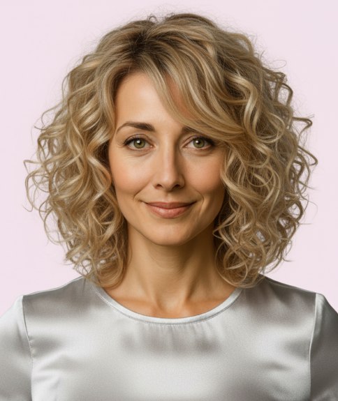 Coiffure romantique mi-longue avec dégradé et boucles