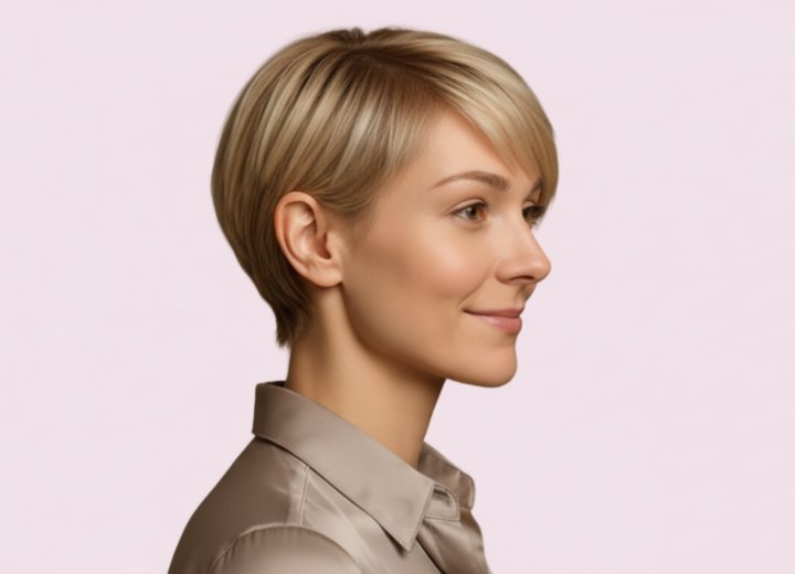 Style lisse pour cheveux très courts – Vue de côté