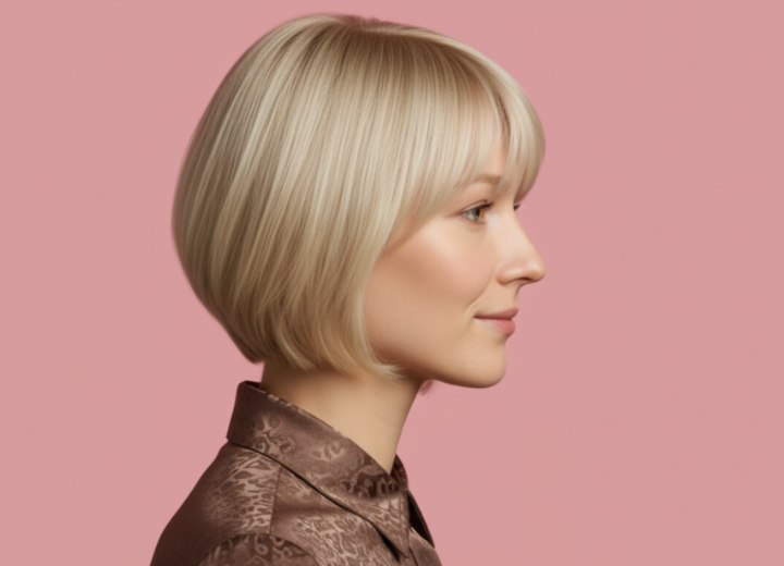 Carré lisse sous la mâchoire – Vue de côté