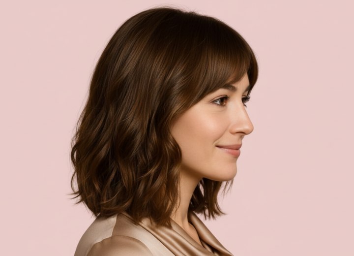 Coiffure semi-longue pour un look de fille d’à côté – Vue de côté