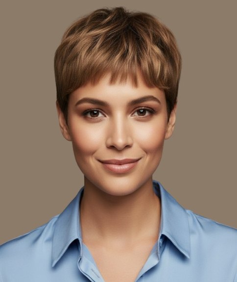 Coupe à la garçonne avec une frange courte