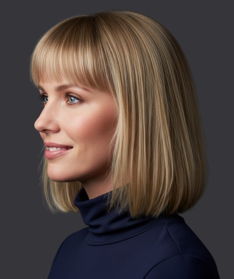 Carr&eacute; long juste au-dessus des &eacute;paules