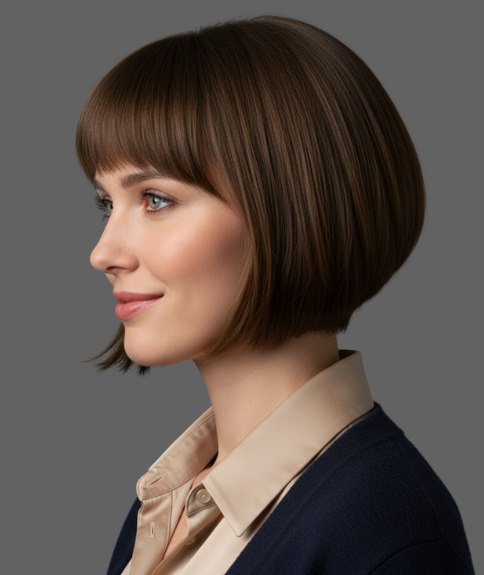 Carr&eacute; gradu&eacute; avec frange