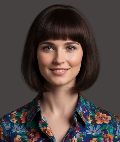 Carr&eacute; sous la m&acirc;choire avec frange droite