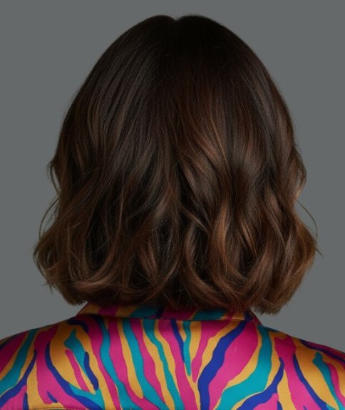 Carré long ombré avec ondulations douces – Vue de dos