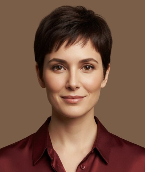 Coupe &agrave; la gar&ccedil;onne fra&icirc;che pour cheveux bruns