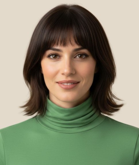 Carr&eacute; long coiff&eacute; avec des courbes souples