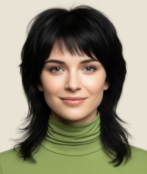 Coupe mulet féminine avec frange