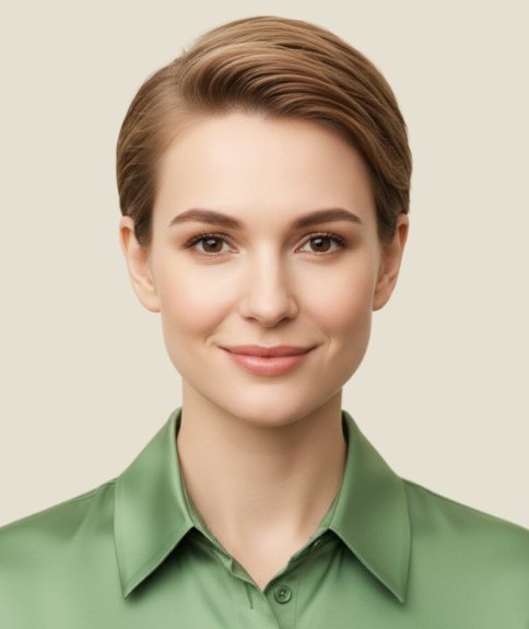 Coupe courte avec c&ocirc;t&eacute;s liss&eacute;s et volume sur le dessus