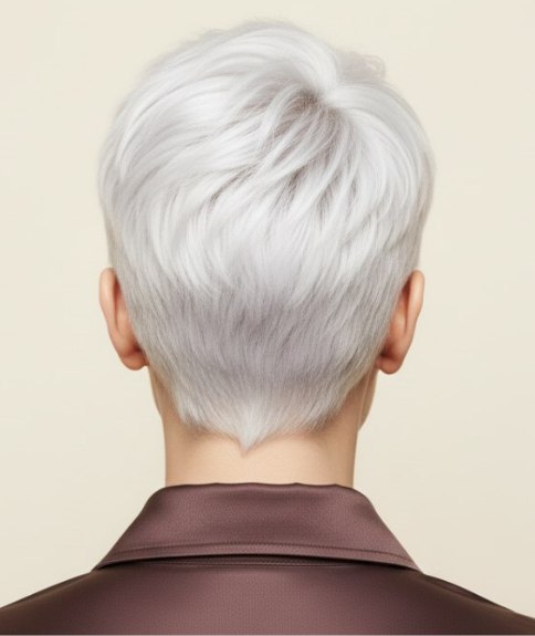 Cheveux blond platine très courts – Vue de dos