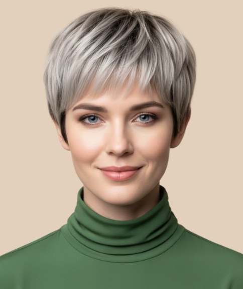 Coupe courte d&eacute;grad&eacute;e avec frange